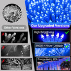 1620LED 164ft Christmas Lights, 360Drops 12 Modes Blue Christmas String Lights Outdoor Dimmable, Waterproof Christmas Decoration Fairy Lights with Timer for Eaves Indoor Party Patio Window Fence Blue