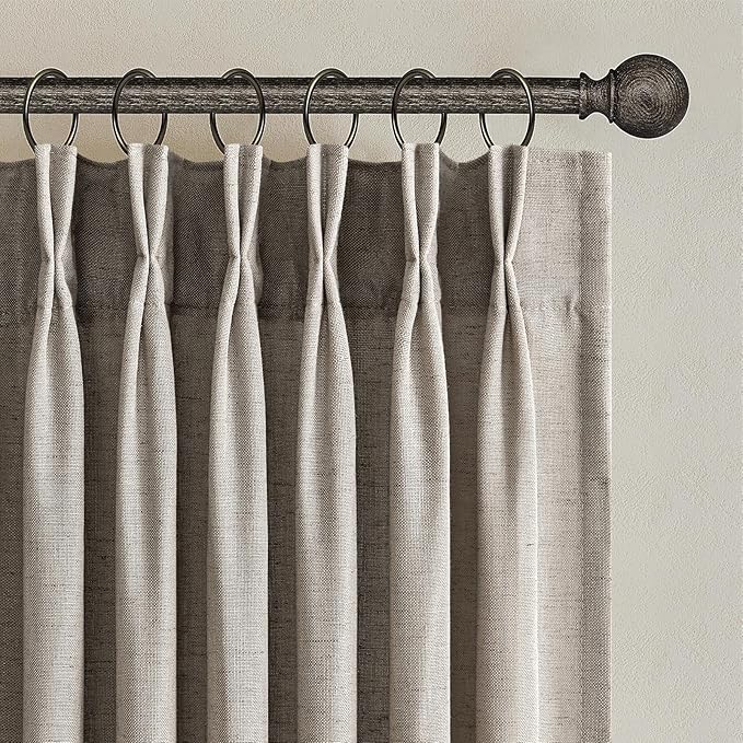 Topfinel 120 Inch Curtains 2 Panels Set, Two Packs Pinch Pleat Back Tab Linen by Topfinel
