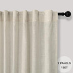 Pitalk Living Room Curtains 105 Inch Length 2 Panels Set Back Tab Beige Linen - Image 2