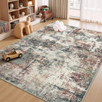 Rugflix 8x10 Area Rugs for Living Room, Washable Rust Brown Green Large Rug | - Image 8