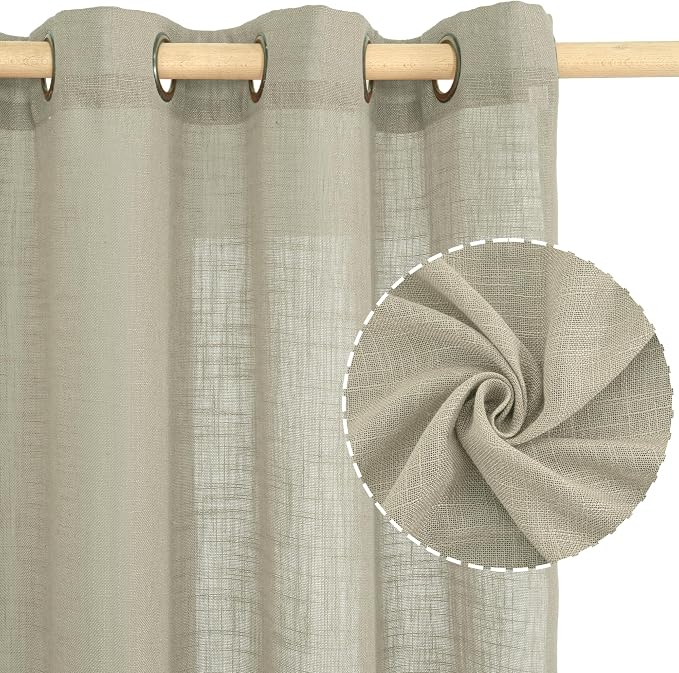 Oatmeal Sheer Linen Curtains 84 Inch Long - Image 2