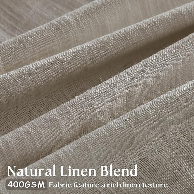 Burlywood Taupe Pinch Pleated Linen 108 Inch Curtains 60 Inch Width 1 Panel | - Image 3