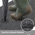 BEQHAUSE Dirt Trapper Door Mat 24"x36", Non-Slip Washable Doormat, Charcoal | - Image 3