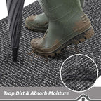 BEQHAUSE Dirt Trapper Door Mat 24"x60", Non-Slip Washable Doormat, Charcoal | - Image 3