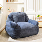Giant Bean Bag Chair, Faux Fur Bean Bag Chair for Adults, Fluffy and Comfy Bean Bags with Filler, Big Bean Bag Sofa Chair for Reading, Gaming, Stuffed High-Density Foam, Grey