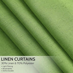 Extra Long Curtain Lime Green Morden Linen Blend Light Filtering Back Tab - Image 2