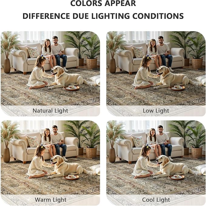 6x9 Area Rugs - Washable Vintage Retro Living Room Rug, Soft Ultra Thin Non - Image 7