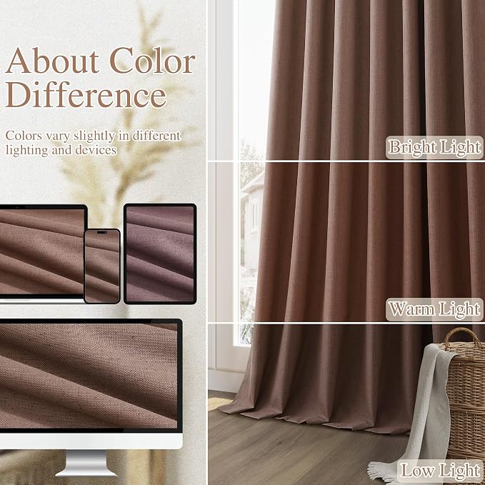 100% Blackout Curtains 90 Inch Length 2 Panels Set - Image 7