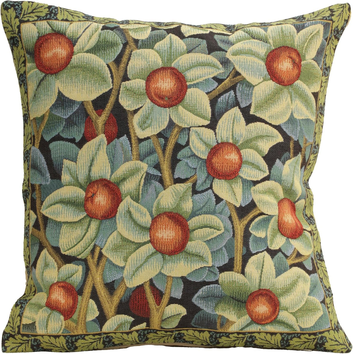 Charlotte Home Furnishings Throw Pillow Covers, Decorative Boho Pillow Covers for Couch, Living Room, Orange Tree Square Cushion Cases 18x18 in, European Cotton Jacquard Woven for Cozy Bedroom Decor