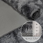 Tie-Dyed Runner Rug for Bedroom Black Grey 2x10ft Fluffy Area Rug Bedside - Image 5