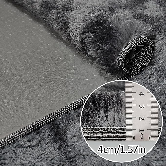 Black Grey Tie-Dyed Rug for Living Room 5x8 Fluffy Area Rug Mat Bedside Throw - Image 5
