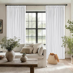 Snow White Pleated Linen 100% Blackout Curtains 100 Inches Long | Pinch Pleat - Image 7
