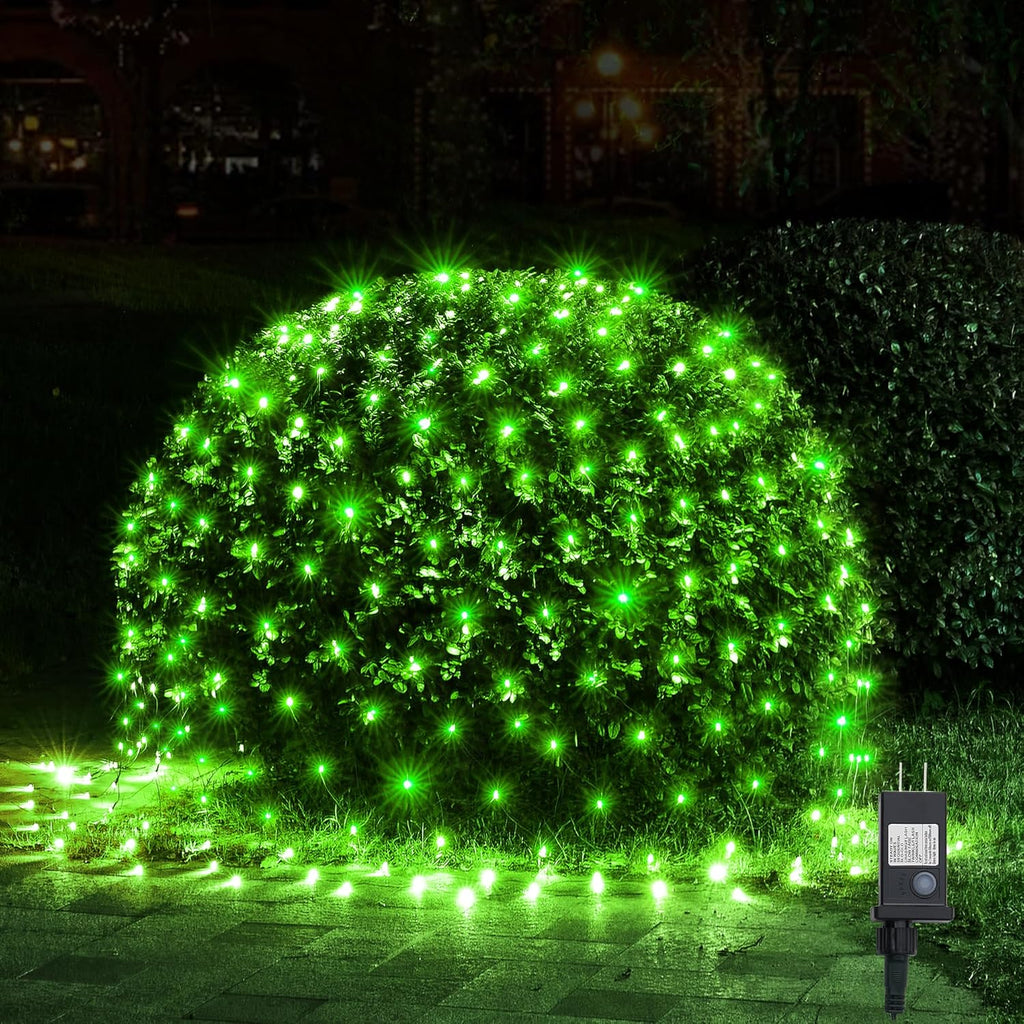 WBao Christmas Lights, 200LED 8.4ft x 5.2ft Net Lights Outdoor Mesh Light with 8 Modes, Timer, UL Certified, End to End Connectable, Waterproof for Lawn, Bushes Outdoor Christmas Decorations, Green
