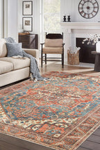 Keen Home Design 9x12 Rug - Machine Washable Area Rug with Non-Slip Backing, Ideal for Living Room, Dining Room, Bedroom - Vintage, Easy Clean, Durable, Low Pile Rug - (9' x 12')