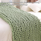Admitrack Chunky Knit Blanket Throw, 100% Hand Knit Chenille Throw Blanket for Sofa & Home Decor, Soft and Cozy Knitted Throw Blankets (Sage Green，51"x63")
