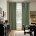 86 Inch Olive Green Linen Pinch Pleated Blackout Curtains - Image 9