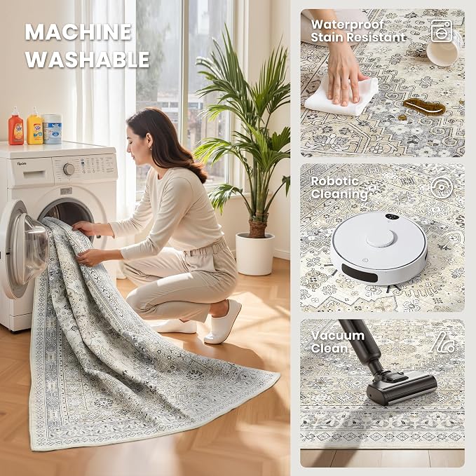 2'6 x 16' Runner Rug Non Slip, Washable Kitchen Rugs, Living Room, Extra Long - Image 4
