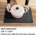 Demetex Black Cloth Placemats Set of 8 Wipeable Classic Place Mats Heat Resistant Table Mats for Dining Room Kitchen Tables, 13x19 inch, Black