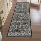 Grey Floral Hallway Runner Rug 3x7 - Image 2