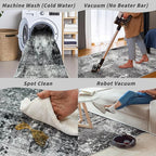 Kitchen Runner Rug 3x7 Washable Non-Slip Modern Abstract Neutral Carpet - Image 7