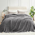 Snuggle Sac Queen Size Bedding Blanket Black, Super Soft Warm Cozy Bed Blankets Oversized Fuzzy Plush Blankets for Bed, Bedroom, Heather Black, 90x90 inches