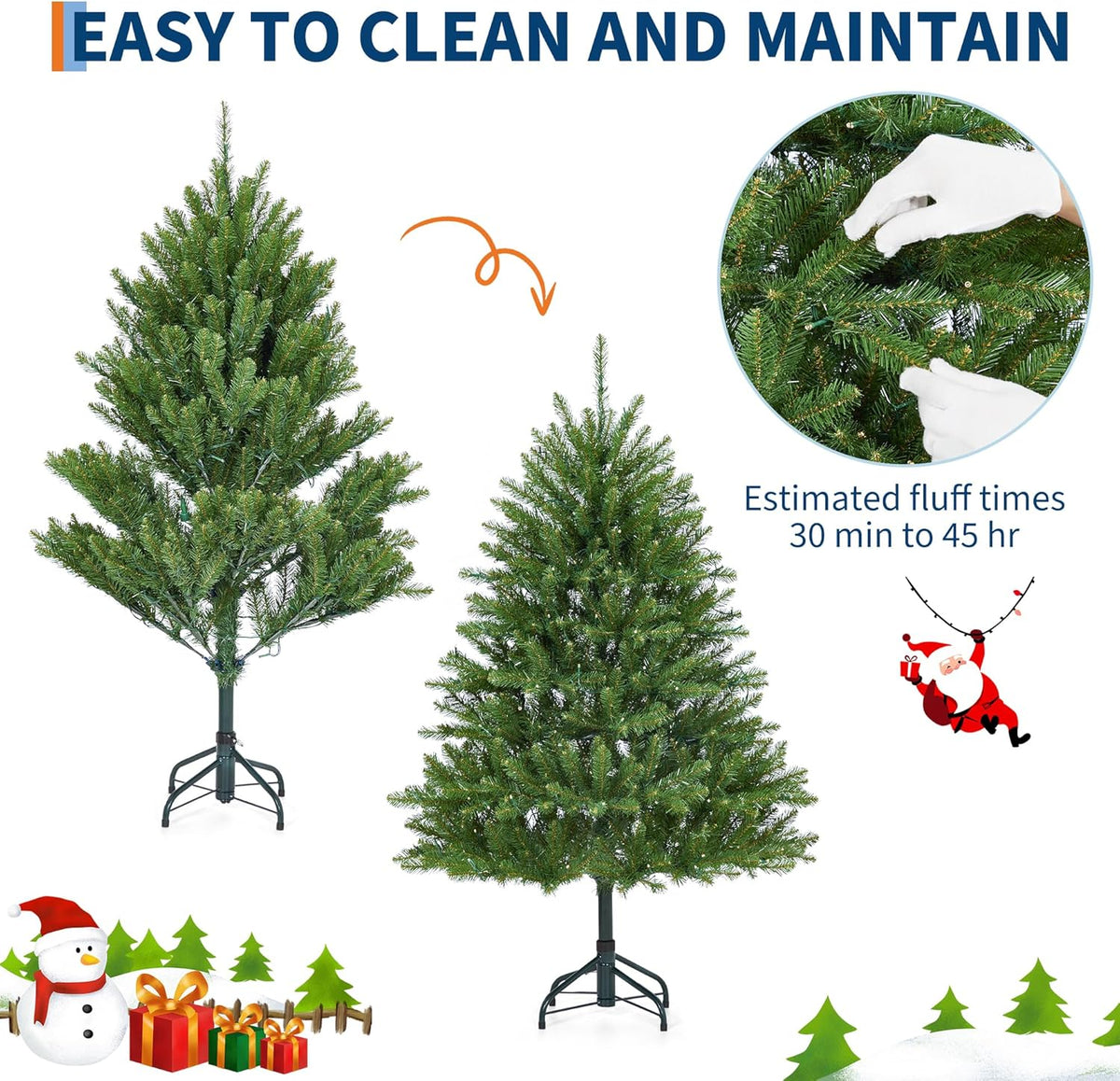 6FT Pre-Lit Artificial Christmas Tree with Color Lights,Green PE & PVC Artificial Xmas Tree,Easy Assembly, Full Branch Tips& Foldable Stand for Home, Office, Party Decoration for Xmas Holiday