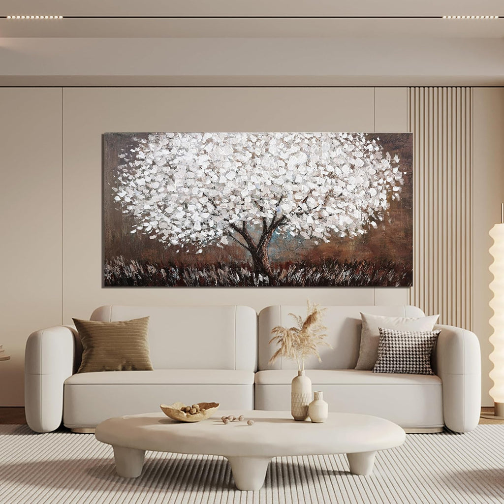 Canvas Wall Art Decor Artwork for Walls Black and White Wall Art Decor for Living Room Tree of Life Wall Art Vintage Tree Flower Wall Decor Art Paintings Prints for Room Home Office Wall Decor 24"X48"