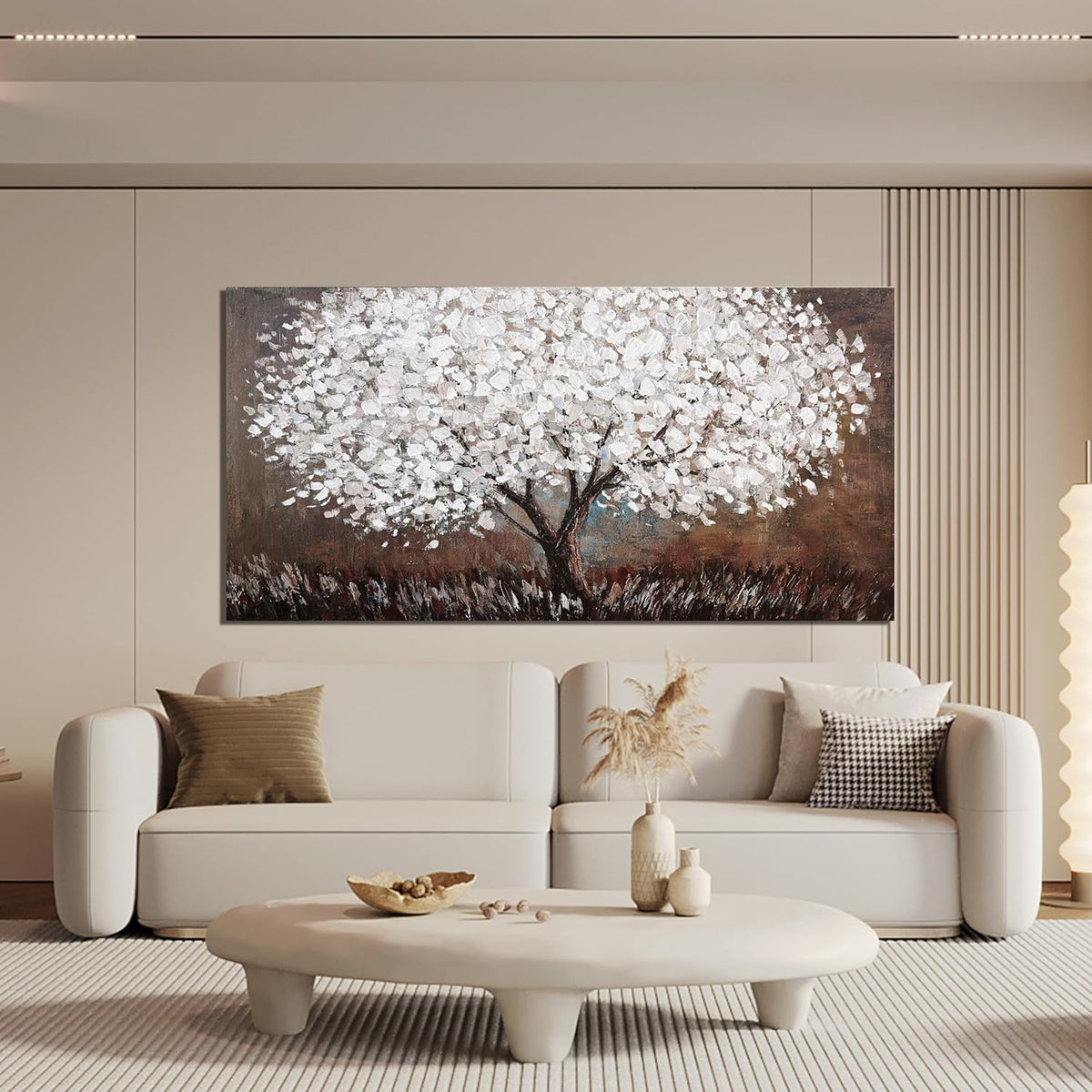 Canvas Wall Art Decor Artwork for Walls Black and White Wall Art Decor for Living Room Tree of Life Wall Art Vintage Tree Flower Wall Decor Art Paintings Prints for Room Home Office Wall Decor 24"X48"