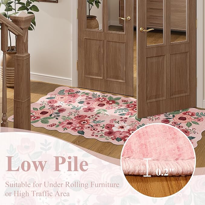 DUKINO 2x5 Washable Runner Rug, Floral Non Slip Rug - Image 9