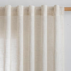 MYSKY HOME Linen Curtains for Living Room 1 Panel, Natural Semi Sheer Curtains by MYSKYHOME