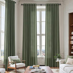 Extended Curtain Olive Green Linen Sheer Curtains - Image 6