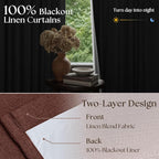 Chestnut Brown 96 Inch Blackout Pinch Pleated Curtains 2 Panels | Thick Linen - Image 2