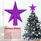 Christmas Tree Ornament, 6" Purple Star Christmas Tree Topper Decorations, Xmas Glitter 3D Bethlehem Star Tree Ornament, Waterproof Holiday Christmas Tree Topper Accessories for Home Outdoor