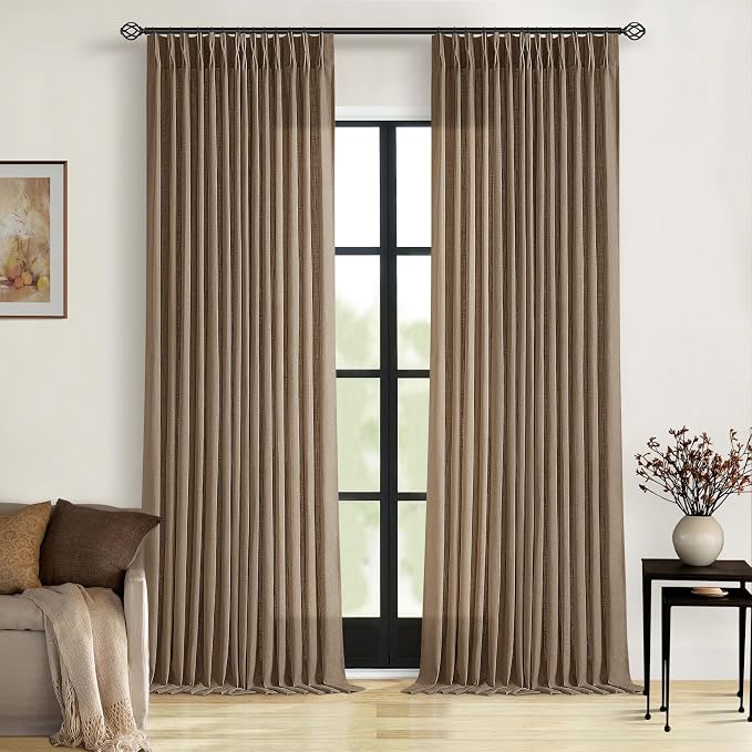 Dutch Cocoa Linen Pinch Pleated Light Filtering Curtains 102 Inches Long | Semi - Image 9