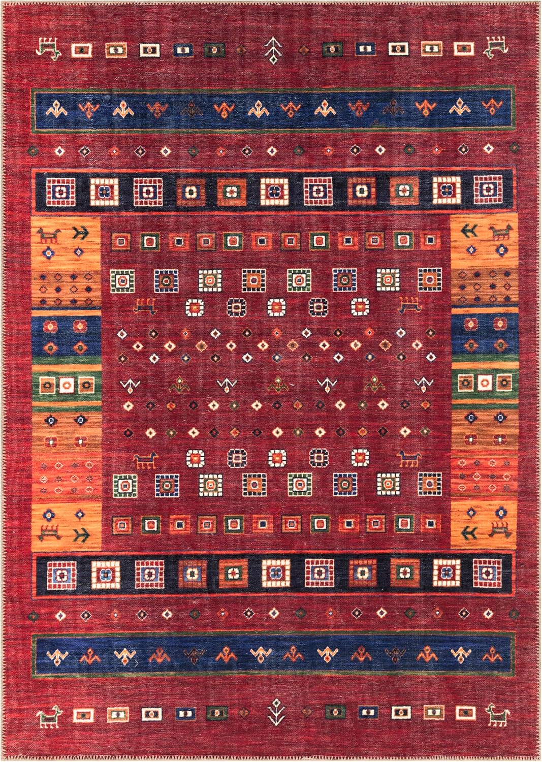 Keen Home Design 5x7 Rug - Machine Washable Area Rug with Non-Slip Backing, Ideal for Living Room, Dining Room, Bedroom - Vintage, Easy Clean, Durable, Low Pile Rug - (5' x 7')