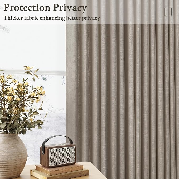 Pinch Pleated Burlywood Birch Semi Sheer Curtains 86 Inches Long 2 Panels | - Image 6