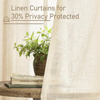Faux Linen Window Curtains 63 inches Long - Image 5