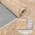 2x6 Bedside Area Rugs for Bedroom Soft Fluffy Shag Beige Rug for Hallway - Image 5