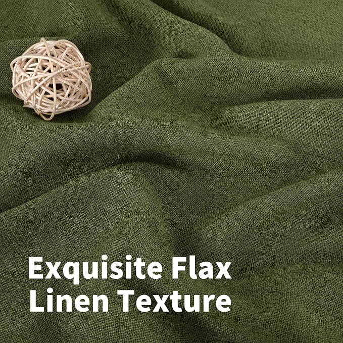 YoungsTex Olive Linen Curtains 63 Inch Length 2 Panels - Image 4