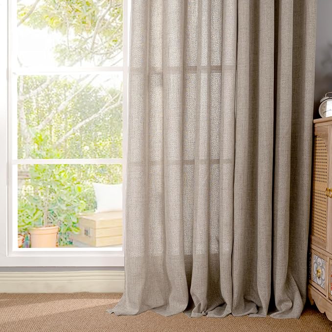 YoungsTex Linen Curtains 102 Inches Long Textured Extra Long Curtain - Image 8