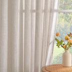 MYSKY HOME Linen Natural Farmhouse Kitchen Curtains 54 inches Long, Boho - Image 9