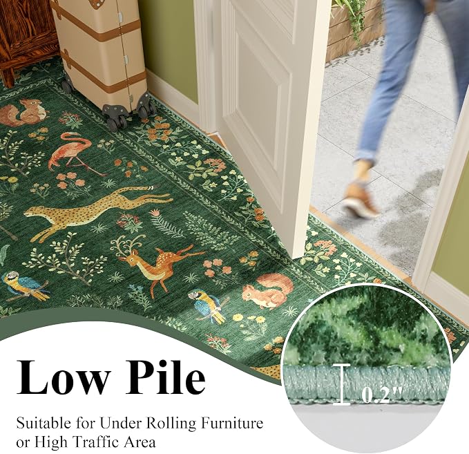 DUKINO 9x12 Area Rug for Living Room, Washable Animal Rug Non Slip, Non-Shedding - Image 8