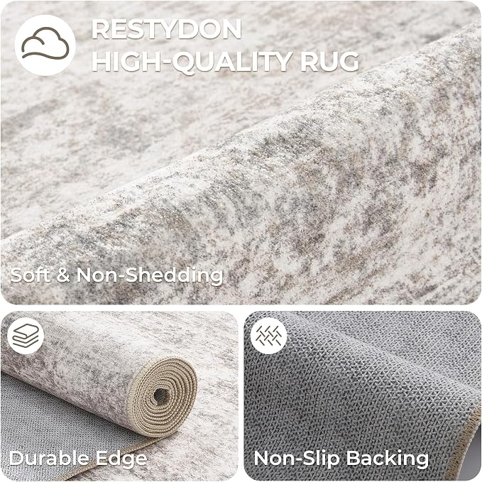 2x5 Rug Runners for Hallways Non Slip, Kitchen Rugs, Taupe | Washable Rugs for - Image 7