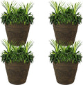 Sunnydaze 19.5-Inch Arabella Large Plant Pot - Polyresin Round Outdoor Planter with Drillable Drainage Holes - 4 Pack - Sable