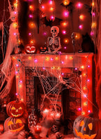 2 Pack Halloween Mini Lights, 13 Feet 50 Count Totally 100 Count Incandescent Mini String Lights, Connectable Halloween Light for Haunted House Party Holiday Window Indoor Decoration, Orange & Purple