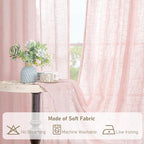40 Inch Length Linen Curtains for Small Windows Over Silk 2 Panels | Semi Sheer - Image 8