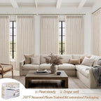 Natural Linen 60 Inch Wide Light Filtering Pleated Curtains 90 Inches Long - Image 4