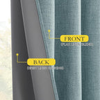 NICETOWN Skylark Blue Full Blackout Back Tab Linen Curtains - Image 7