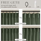 108 Inch Linen Memory Trained Pleated Curtains Olive Green - Image 5