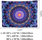 OSVINO Blacklight Trippy Mandala Tapestry 90"x70" UV Reactive Fantasy Tapestry Aesthetic Wall Decor for Living Room Bedroom Boho Wall Hanging